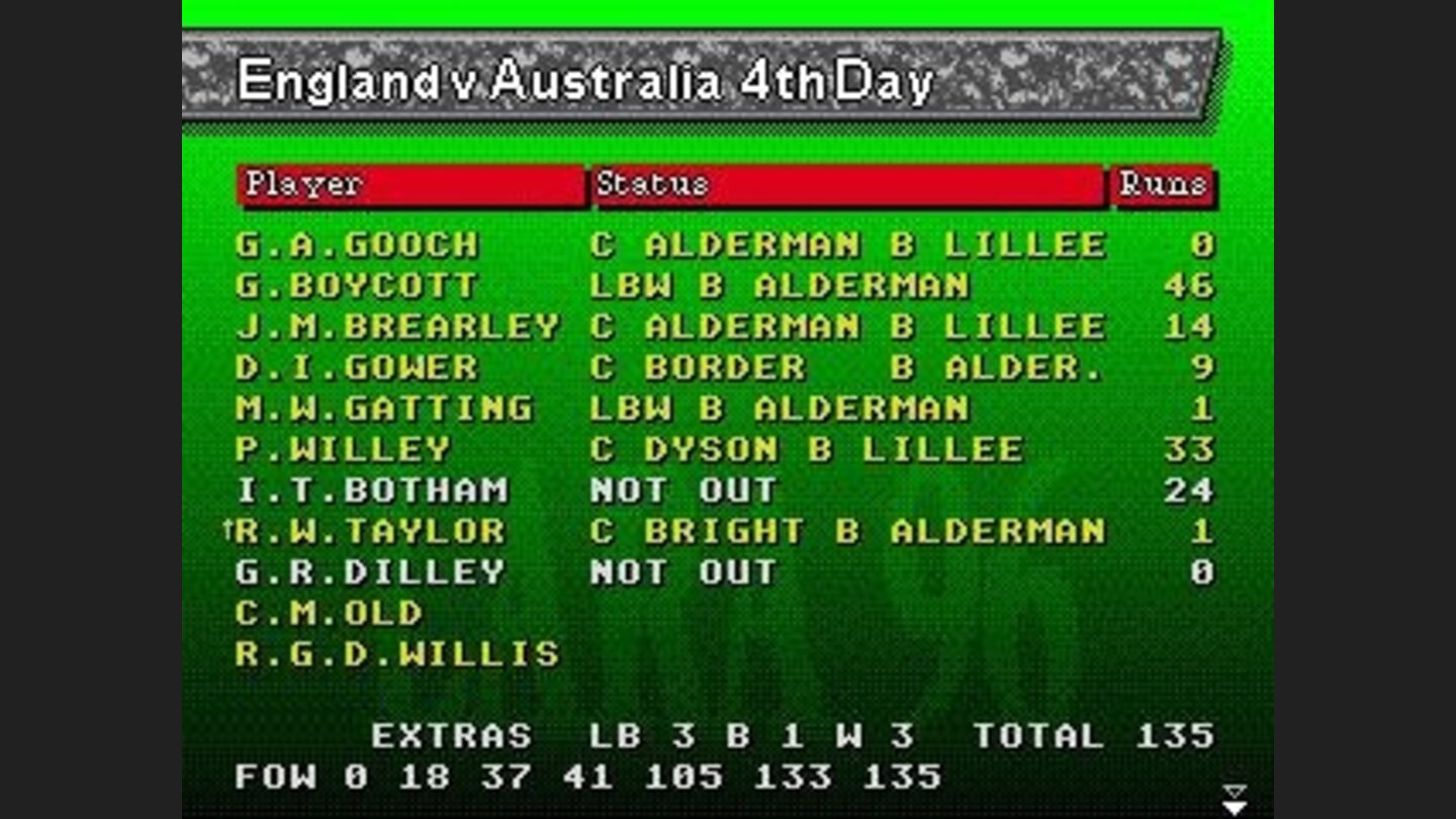 Player statistics screen