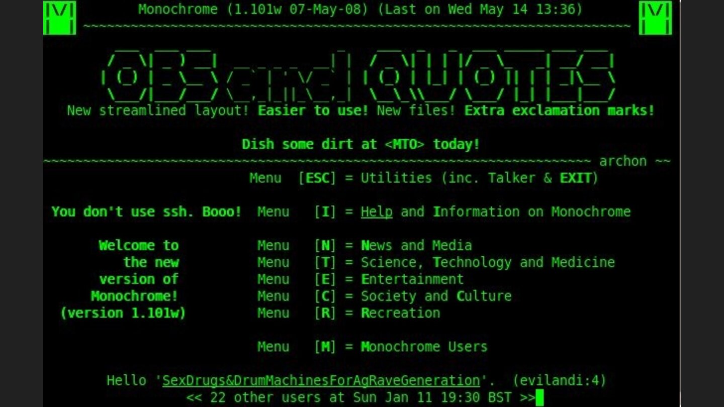 BrowserspieleÜberall entstehen Mailboxen (englisch: BBS). Einige laufen bis heute – aber nur aus Nostalgiegründen.