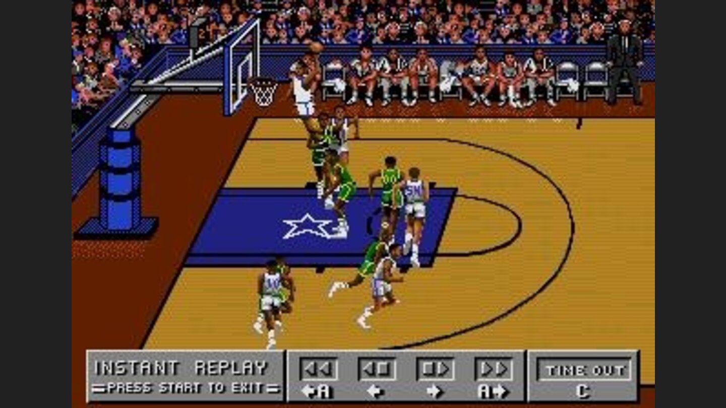 The new replay mode; Chuck Person high above the rim