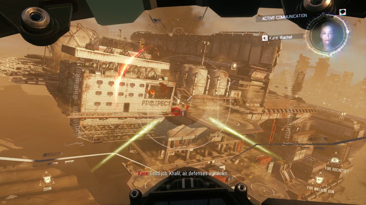 Call of Duty: Black Ops 3Die Flugzeugsequenz in der Kampagne ist im Koopmodus besonders spaßig, wenn zwei Spieler im Flieger ihre Kollegen am Boden unterstützen.