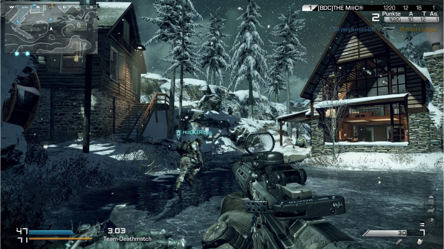 Call of Duty: Ghosts - Screenshots aus dem Multiplayer-ModusWhiteout ist die einzige Schneekarte. Hier stürtzt als dynamisches Element ein Satellit ab.