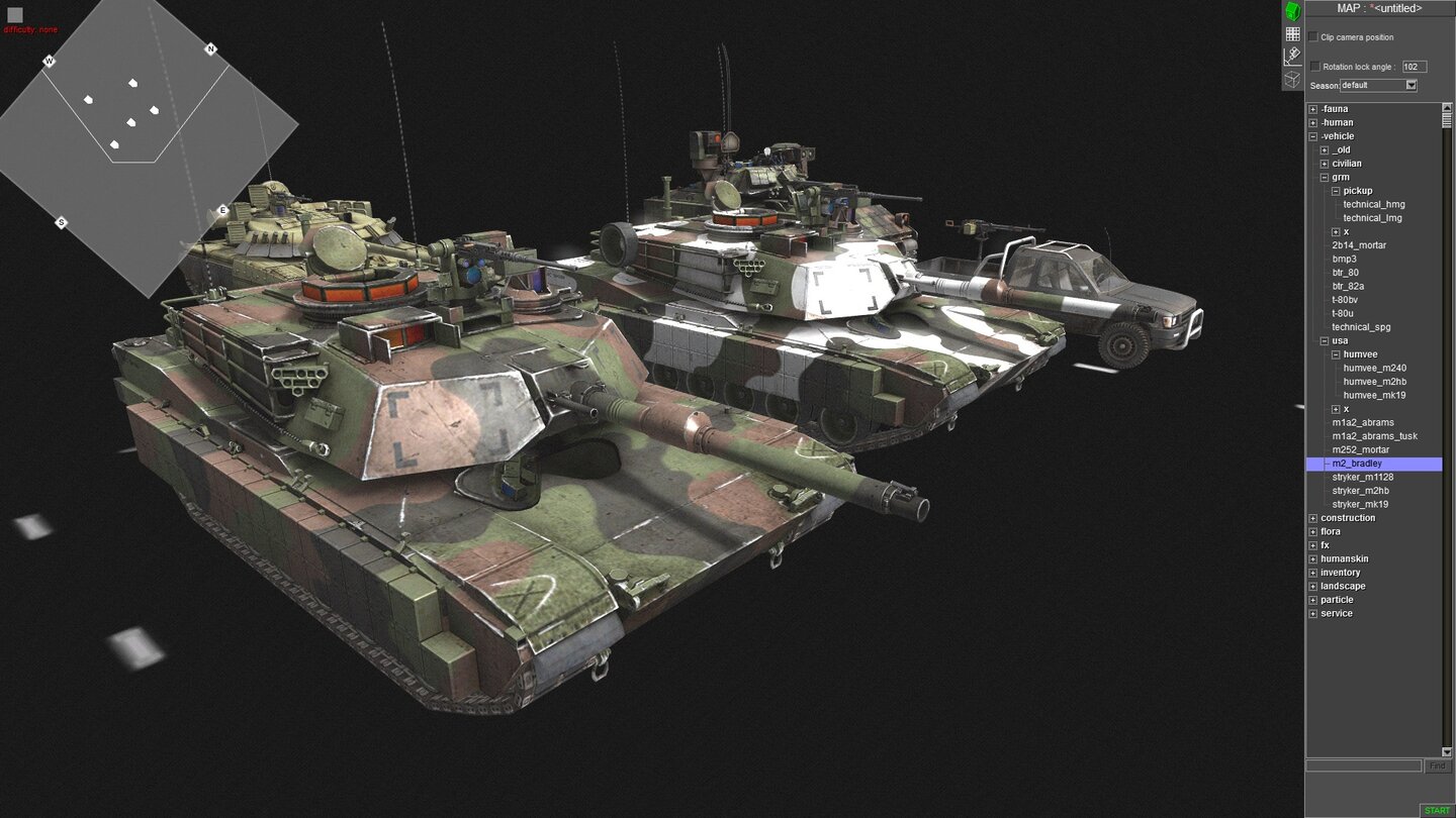 Call to ArmsIm Spiel selbst sind die Fahrzeuge noch nicht enthalten, über den Editor haben wir aber schon einmal einen Blick ermogeln können. Hier ein M1-Panzer in Sommer- und Wintertarnanstrich.