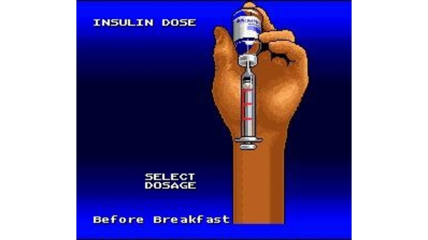 Before beginning a level, Captain Novolin needs to inject the right dose of insulin.