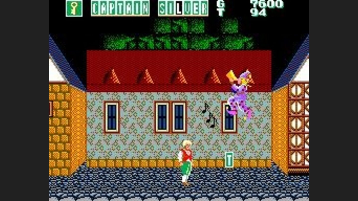 A jester throws music notes at you