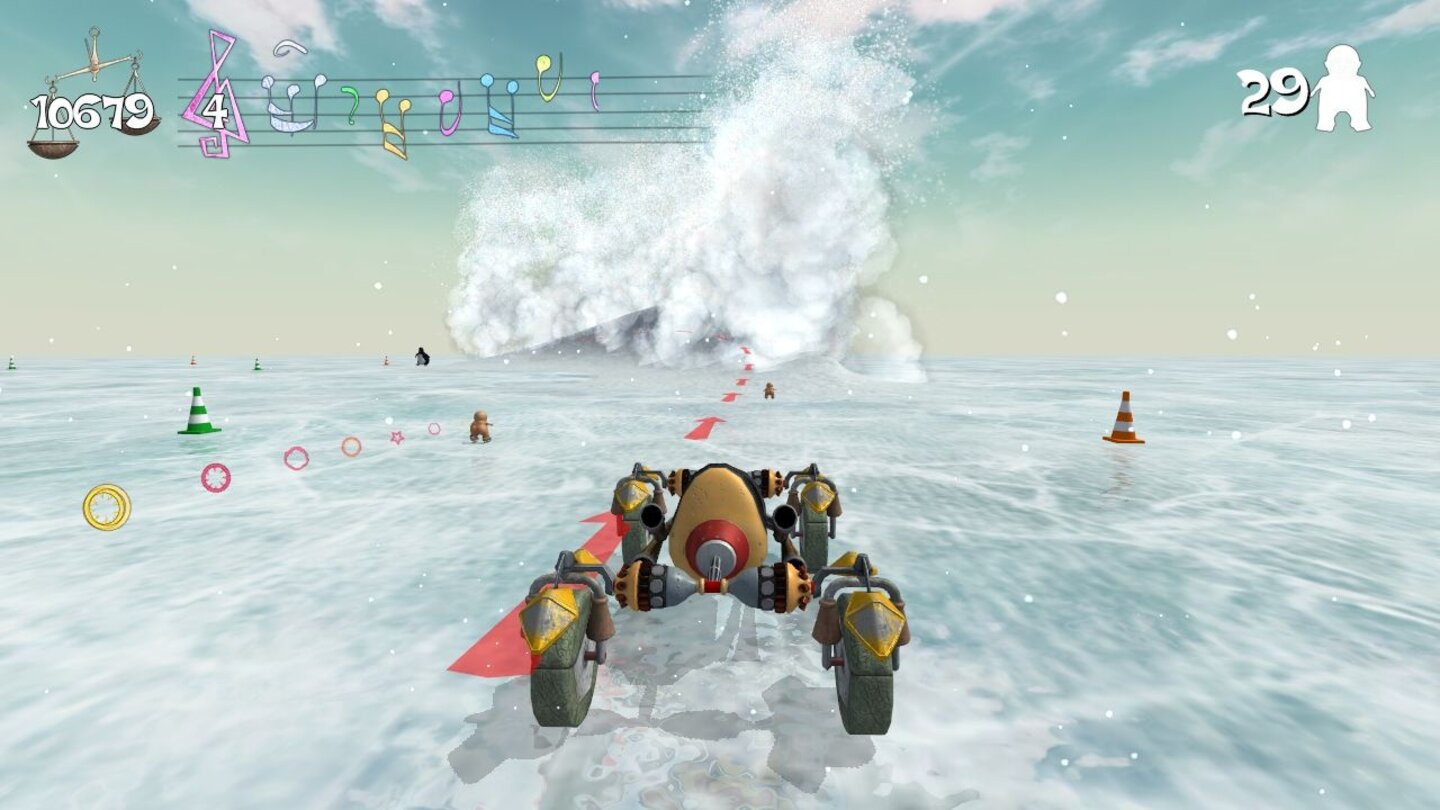 CARGO: The Quest for GravityMit dem Rennwagen fahren wir auf dem zugefrorenen Meer abgesteckte Kurse ab.