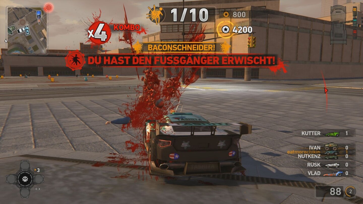 Carmageddon ReincarnationDa spratzt es ordentlich. Zimperliche Gewaltdarstellung war noch nie ein Markenzeichen der Reihe.