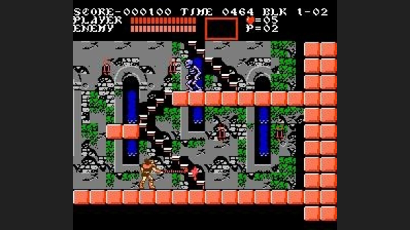 Upstairs, fighting skeletons