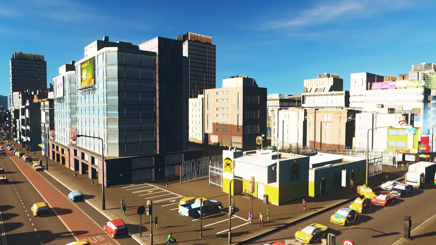 Cities: Skylines - After DarkDie neue Taxi-Zentrale schickt aber auch am Tag ihre Fahrzeuge raus.