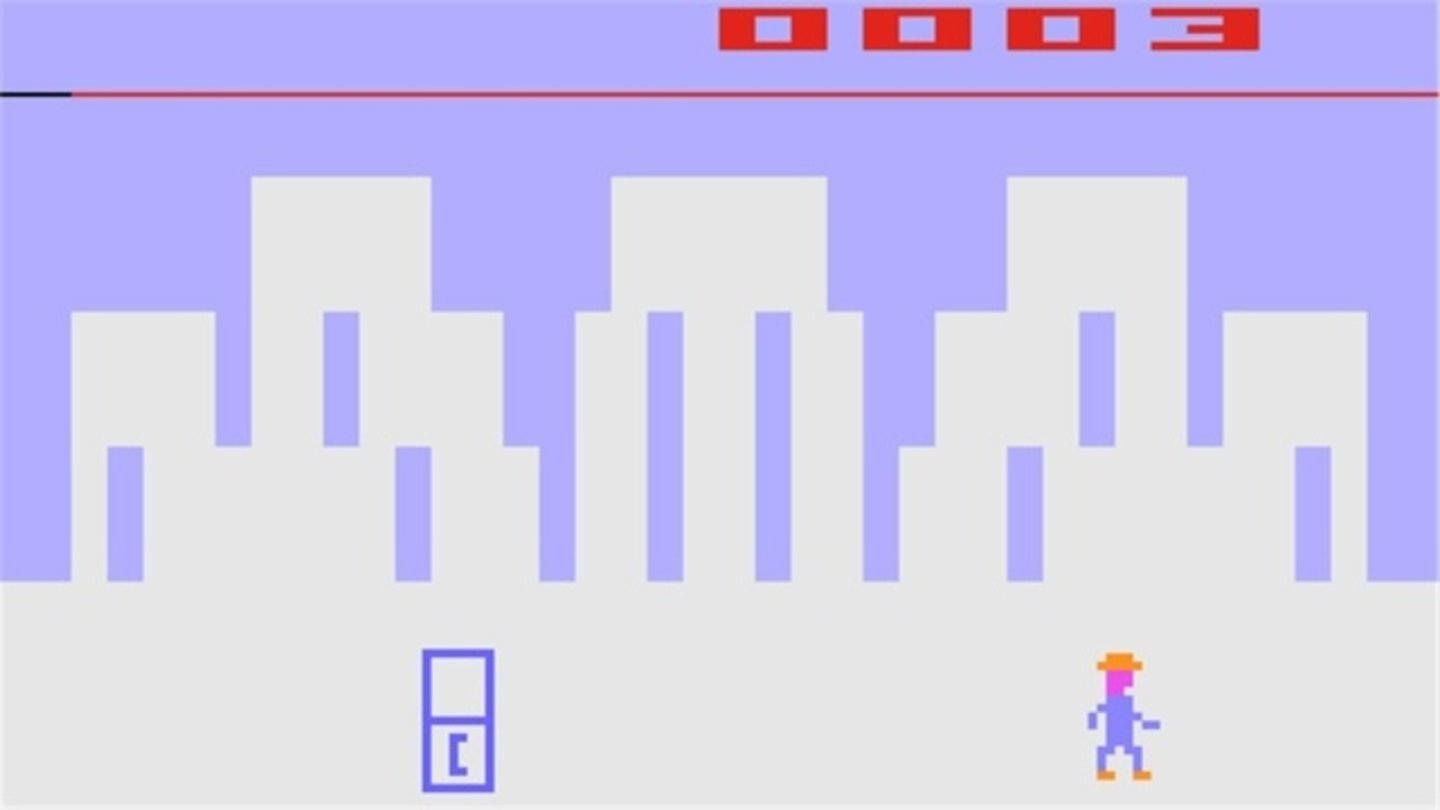 1978 - Superman (Atari 2600)Eines der ersten Videospiele mit Superhelden aus Comics ist das 1978 erschienene Superman für den Atari 2600. Darin muss der Mann aus Stahl eine Brücke reparieren, die der Schurke Lex Luthor zerstört hat. In der kleinen Telefonzelle im Bild kann sich der Held zurück in Clark Kent verwandeln, um dann zum Daily Planet zurückzukehren, was die einzelnen Missionen abschließt.Eine Besonderheit ist der Modus für zwei Spieler, in dem einer die Bewegungen auf horizontaler und der Mitspieler die auf vertikaler Ebene steuern kann. Nicht unbedingt ein Erfolgsrezept.