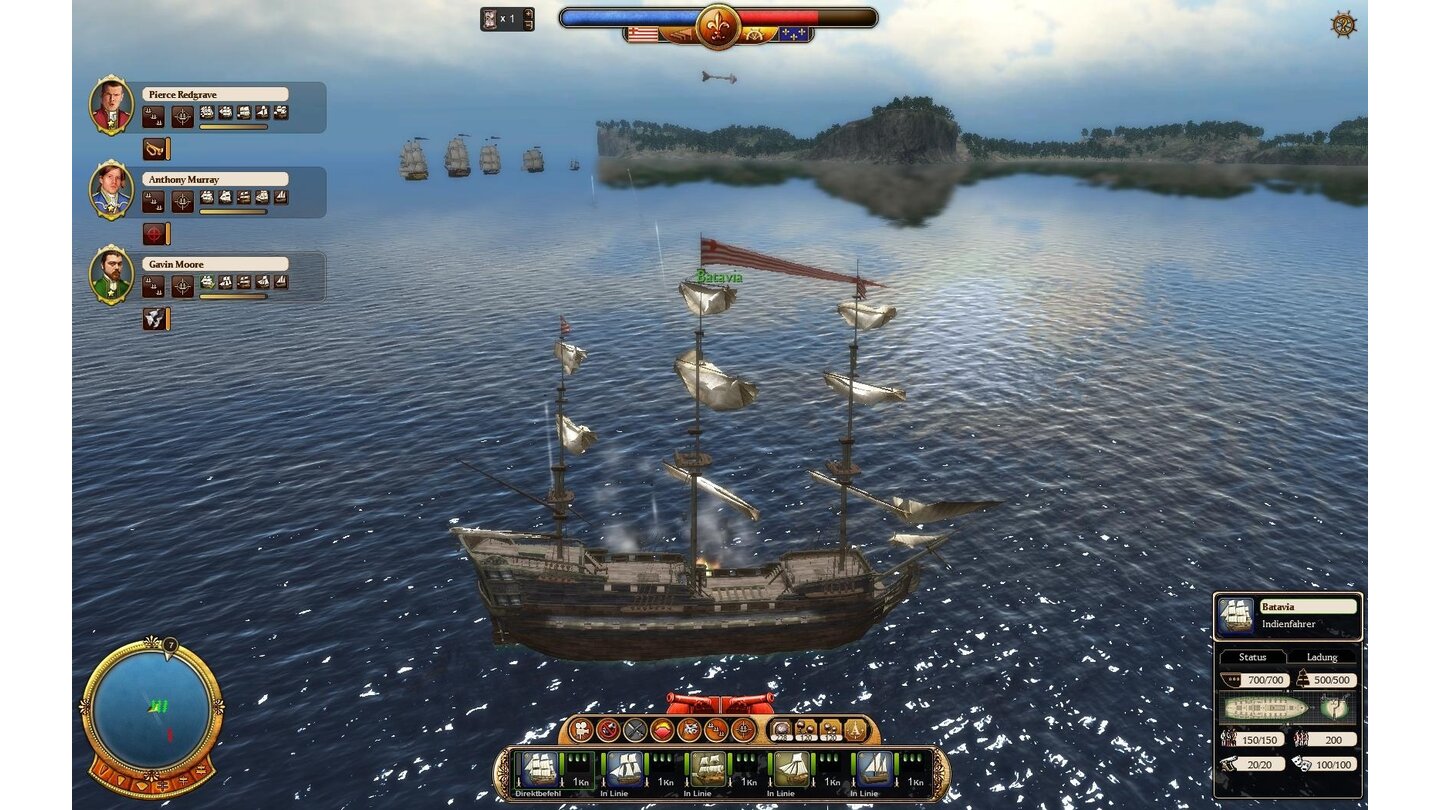 Commander: Conquest of the AmericasIndienfahrer: das größte aller Handelsschiffe. So stark bewaffnet, dass es auch als Kriegsschiff einsetzbar ist.
