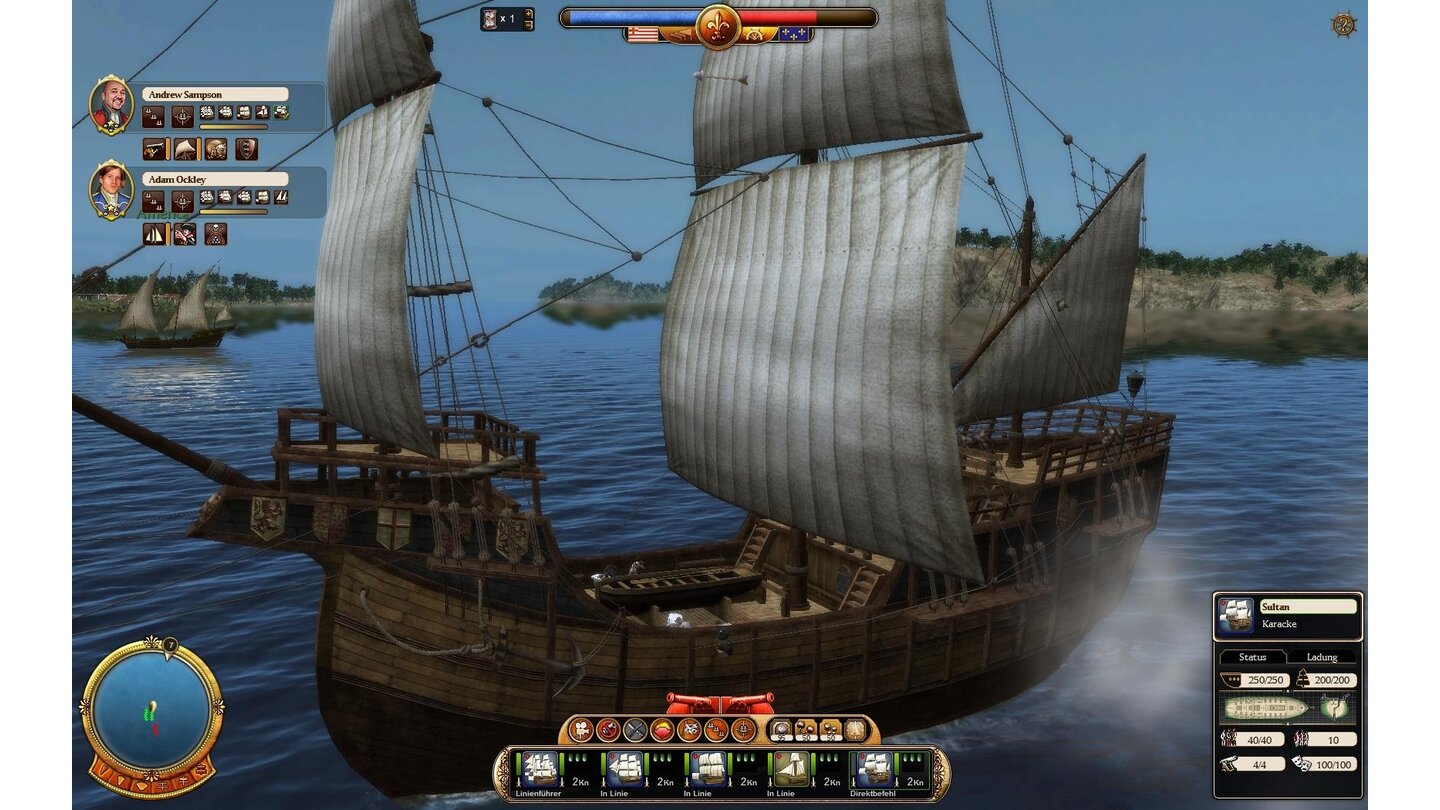 Commander: Conquest of the AmericasKaracke: das erste Kriegsschiff im Spiel. Schwach bewaffnet, aber etwas schneller als vergleichbare Handelsschiffe.