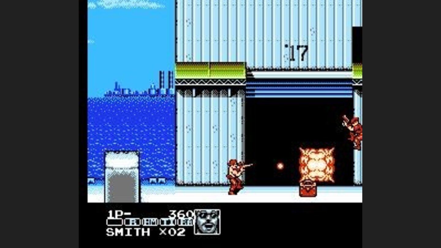 And this is Smith-- his shirtlessness reveals that he must be a distant relative of the original Contra characters