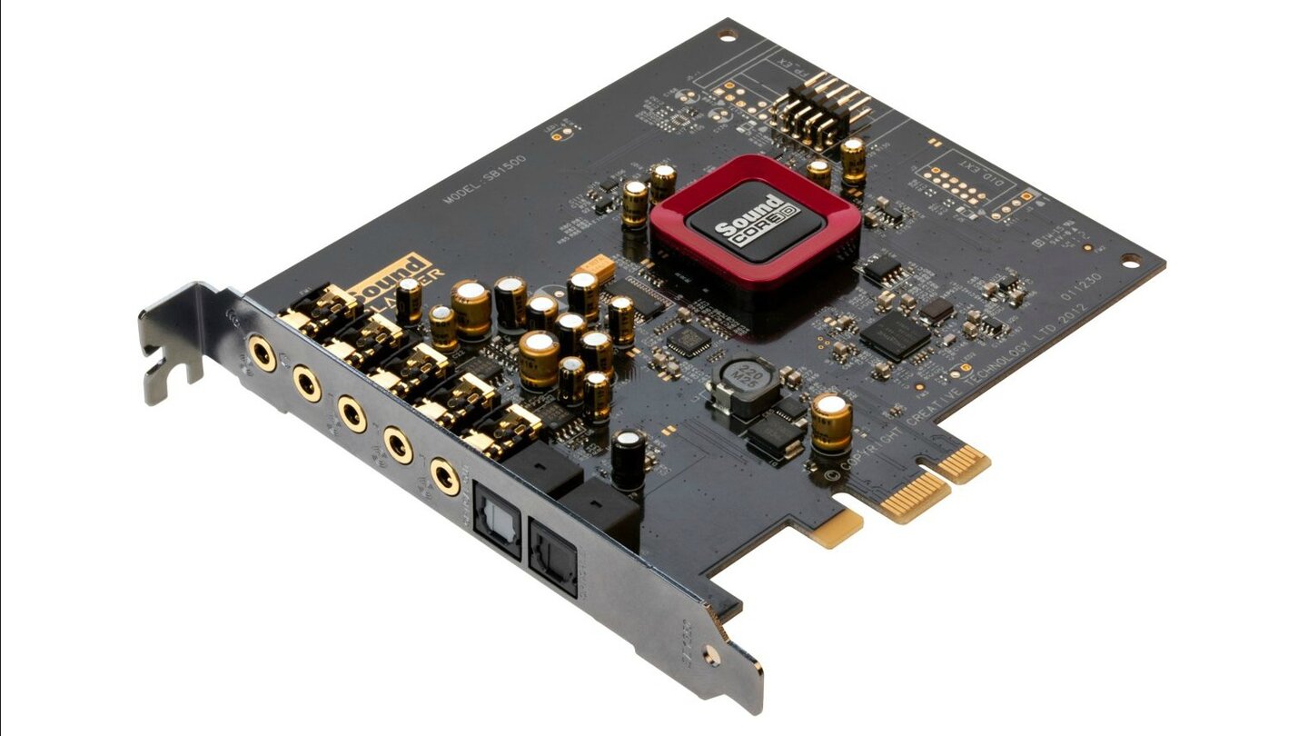 Creative Soundblaster ZDie High-End-Soundkarte Creative Soundblaster Z beherrscht eine beeindruckende Surround-Simulation auf Stereo-Headsets, hat separate Anschlüsse für Lautsprecher und Kopfhörer sowie erstklassige Wandler, die für höchste Klanqualität.