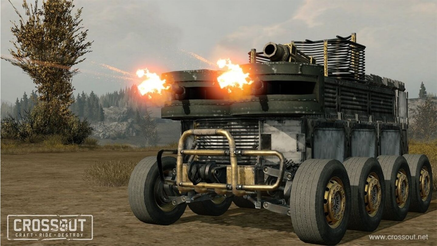 In Crossout können wir problemlos geschützstarrende Killer-Karren zusammenschrauben.