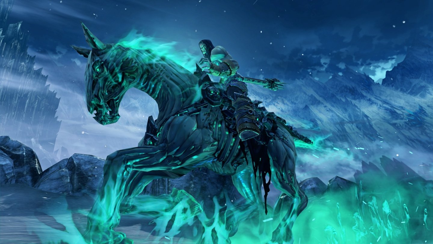 Darksiders 2Im Gegensatz zu seinem Bruder Krieg ist Tod gleich von Anfang an mit einem Pferd ausgestattet, um die Welt zu erkunden.