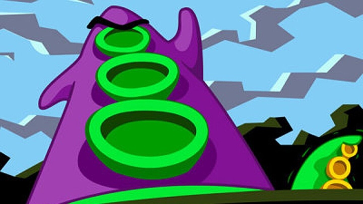 Day of the TentacleDas 1993 erschienene Day of the Tentacle gilt immer noch als einer der Klassiker des Adventure-Genres. Der Nachfolger zum Urgestein Maniac Mansion erzählte dabei die Geschichte um Purpur-Tentakel, der – weil ihm Arme gewachsen waren – die Welt erobern will. Die drei völlig durchgeknallten Hauptfiguren Bernard, das trottelige Physik-Ass, Hoagie, der untersetzte Heavy-Metal-Fan, und die leicht verrückte Medizinstudentin Laverne wollen ihn stoppen.Dazu sollen sie von Dr. Edison 24 Stunden in der Zeit zurück geschickt werden. Dummerweise geht etwas schief und jeder findet sich in einer anderen Zeit wieder. Hoagie reist 200 Jahre in die Vergangenheit, Bernard bleibt in der Gegenwart und Laverne befindet sich 200 Jahre in der Zukunft. Nun müssen die drei versuchen sich wieder in der Gegenwart zu treffen, um Purpur-Tentakel zu stoppen. Die Besonderheit dabei ist, dass sich alle Handlungen in der Vergangenheit auf die zukünftigen Zeiten auswirken.