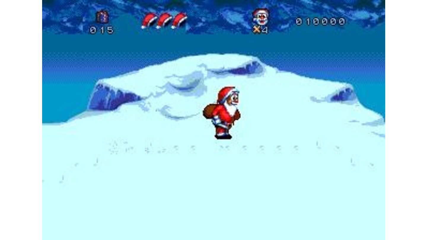 Santa trekking through the snow