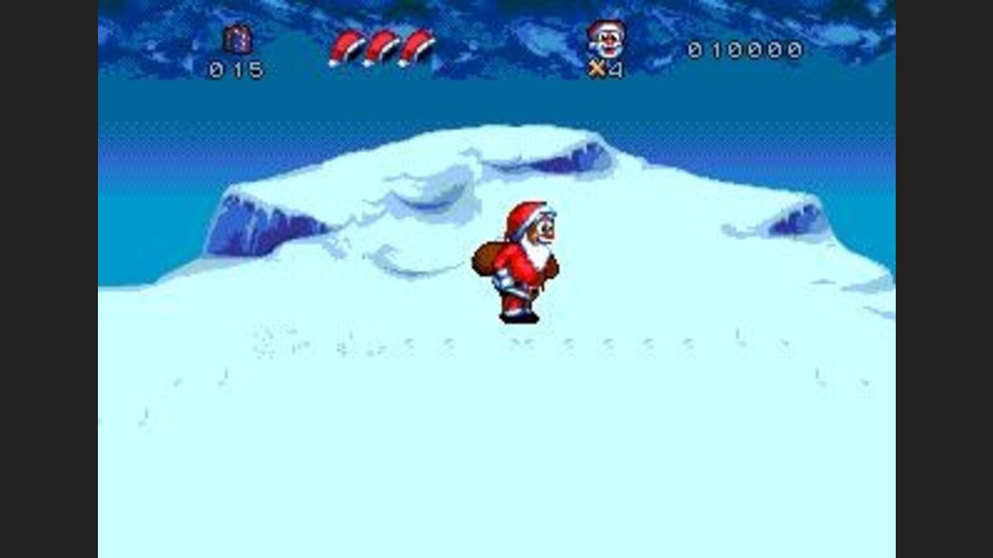 Santa trekking through the snow