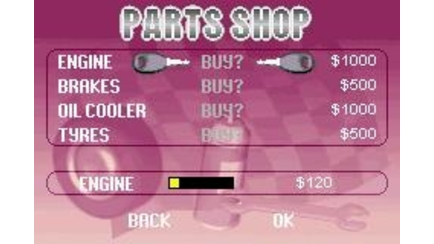 Buy parts in the tournament game to improve your car