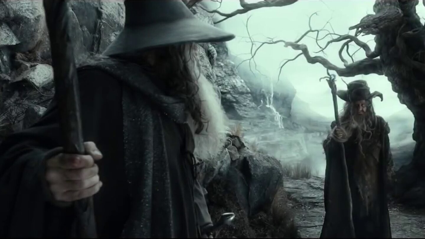 Der Hobbit: Smaugs EinödeGipfeltreffen: Gandalf der Graue und Radagast der Braune.