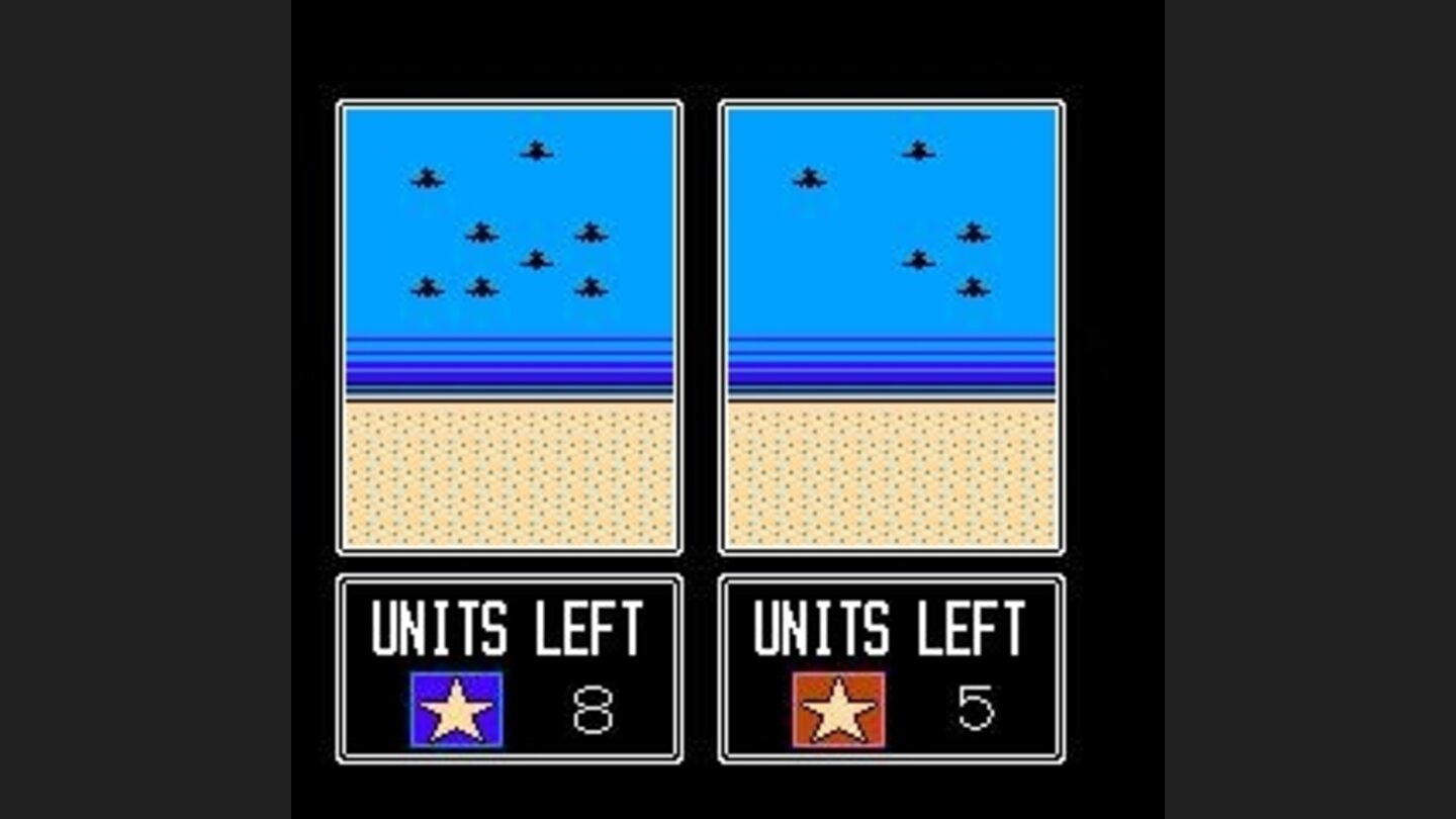 An animated battle between 2 opposing forces of fighter planes