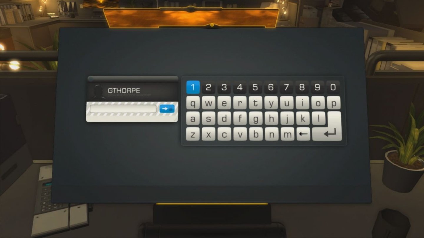 Deus Ex: Human Revolution - Director's Cut (Wii U)An den zahlreichen Computern können wir uns ins System hacken oder, wenn wir es kennen, ein Passwort eingeben.
