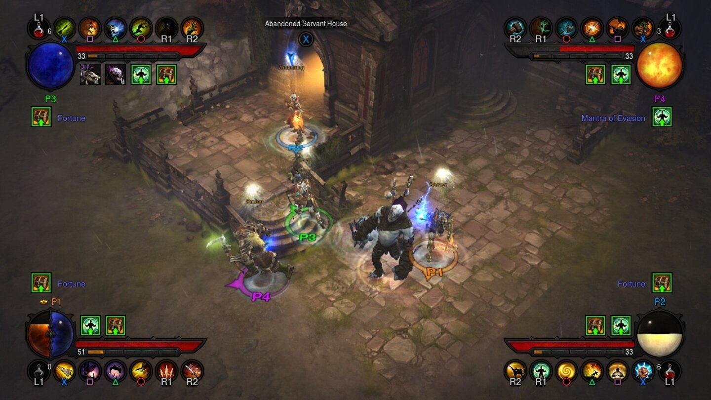 Diablo 3Auf der Konsole wird Blizzards Action-Rollenspiel mit Gamepad gespielt - und im lokalen Koop-Modus mit bis zu vier Spielern.
