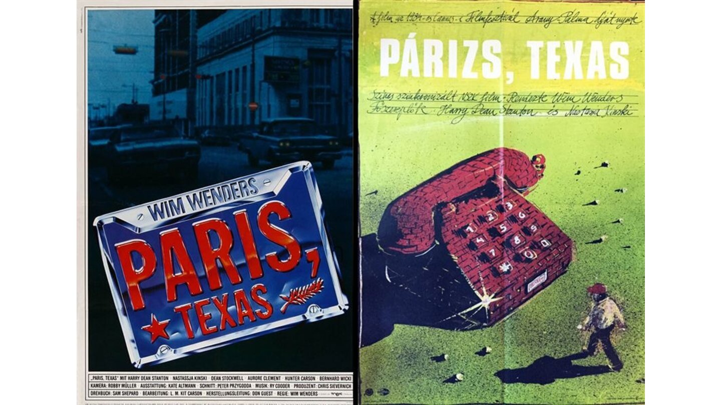 Die kuriosesten Filmposter aus aller Welt: Paris, Texas (links: Deutschland; rechts: Ungarn)