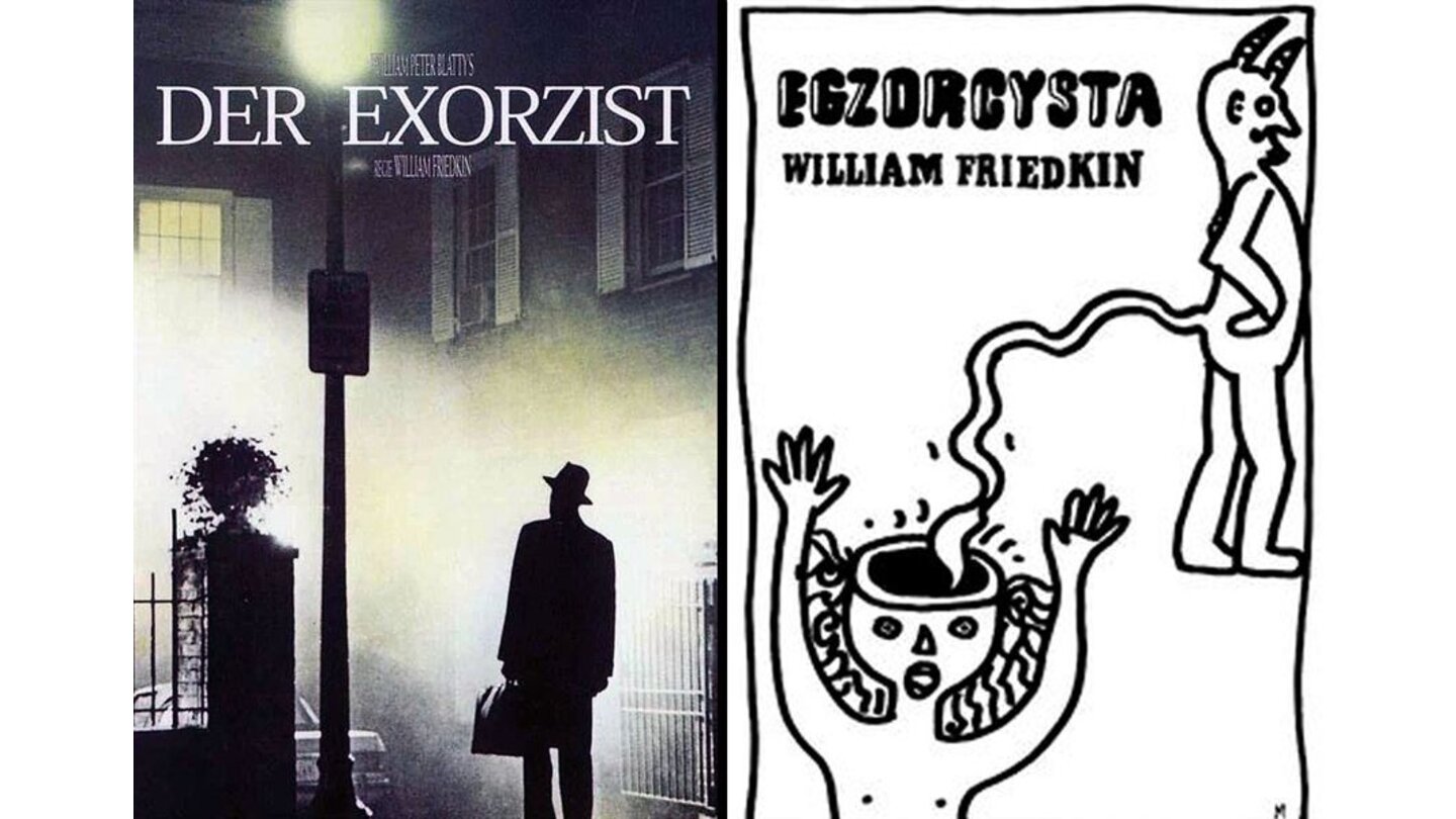 Die kuriosesten Filmposter aus aller Welt: Der Exorzist (links: Deutschland; rechts: Polen)
