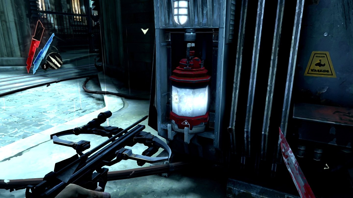 Dishonored: Definitive EditionHindernisse lassen sich vielfältig umgehen. Hier entfernen wir eine Energiezelle, um ein Tor zu öffnen.
