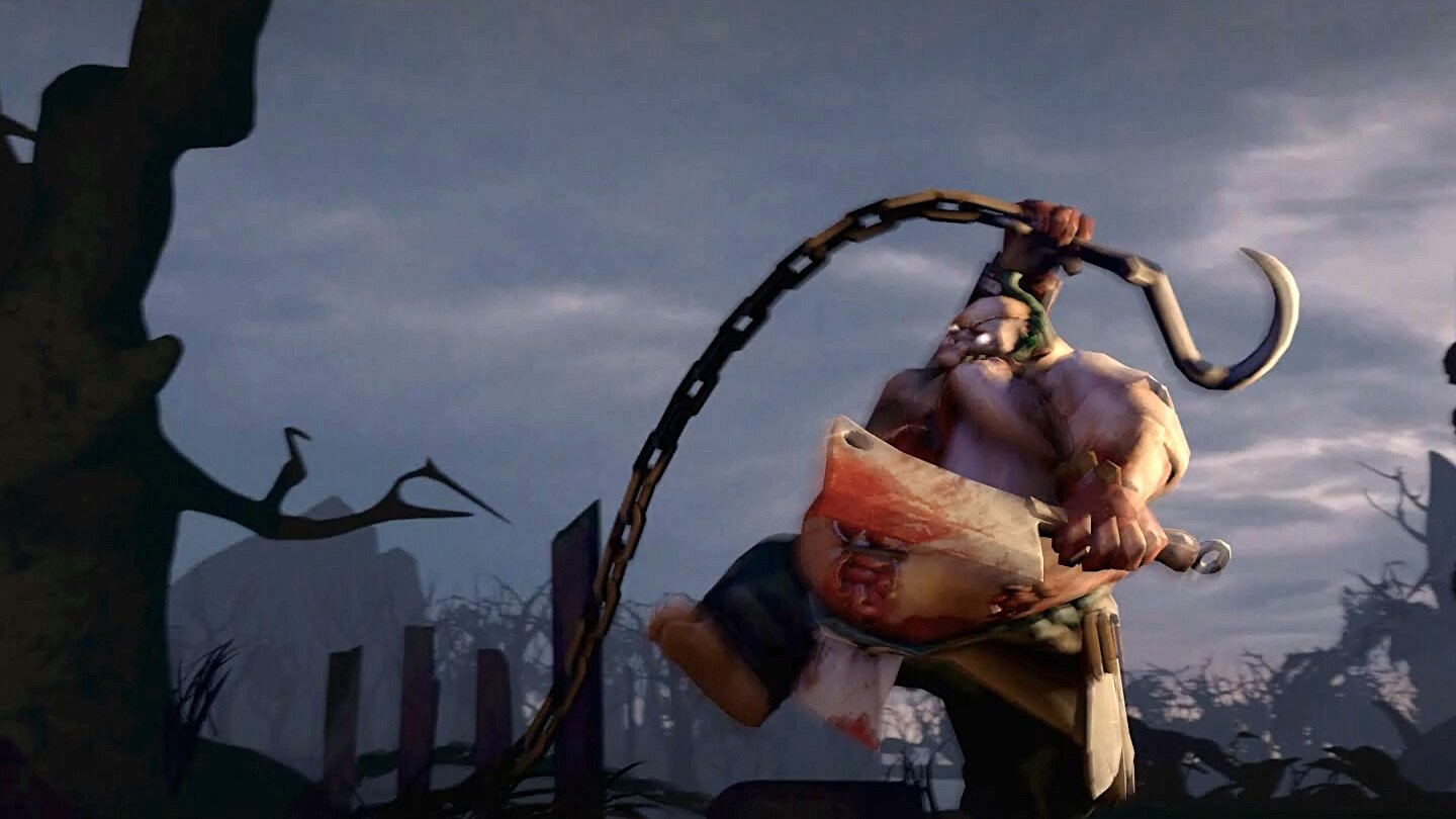 Dota 2 - Die Helden aus dem Gamescom-Trailer Pudge (Butcher) zieht Gegner mit seinem riesigen Haken zu sich ran, um sie dann aufzufressen.