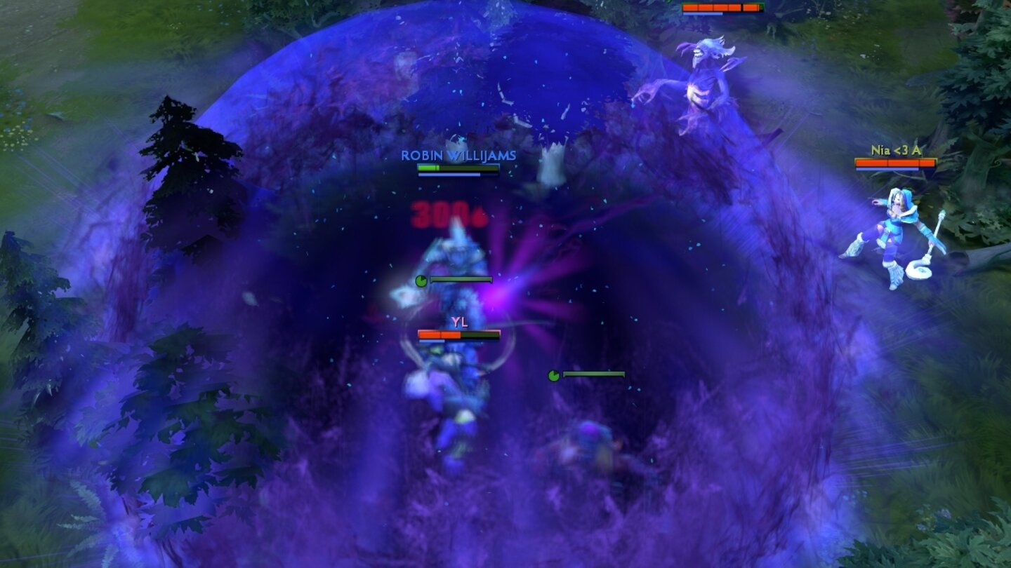 Dota 2Mit seiner »Chronosphere«-Kuppel hält Faceless Void einen Gegner fest.