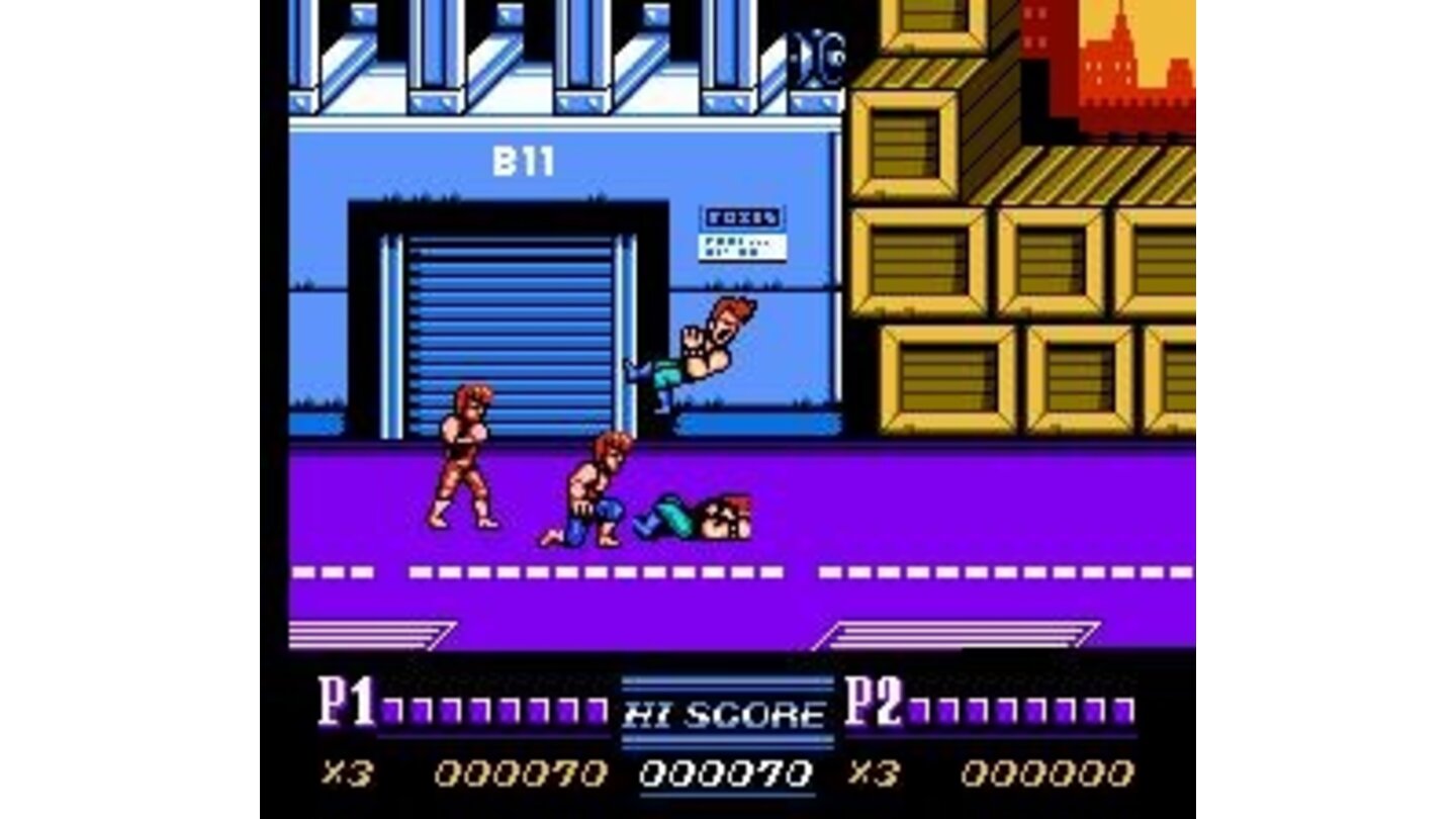 Williams falls victim to the combined strenght of both Lee brothers (a first for the NES series).
