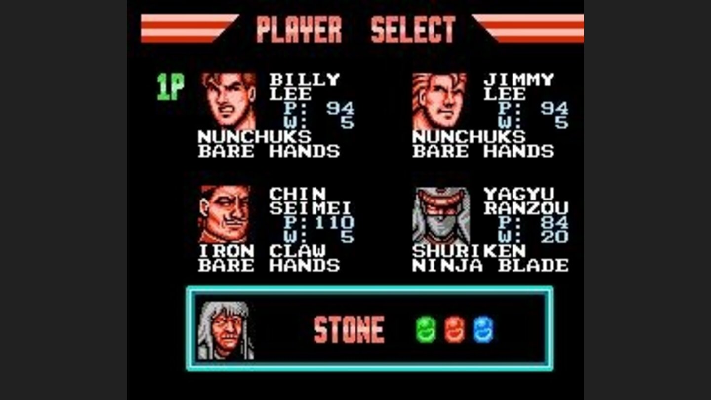 The Player Select screen