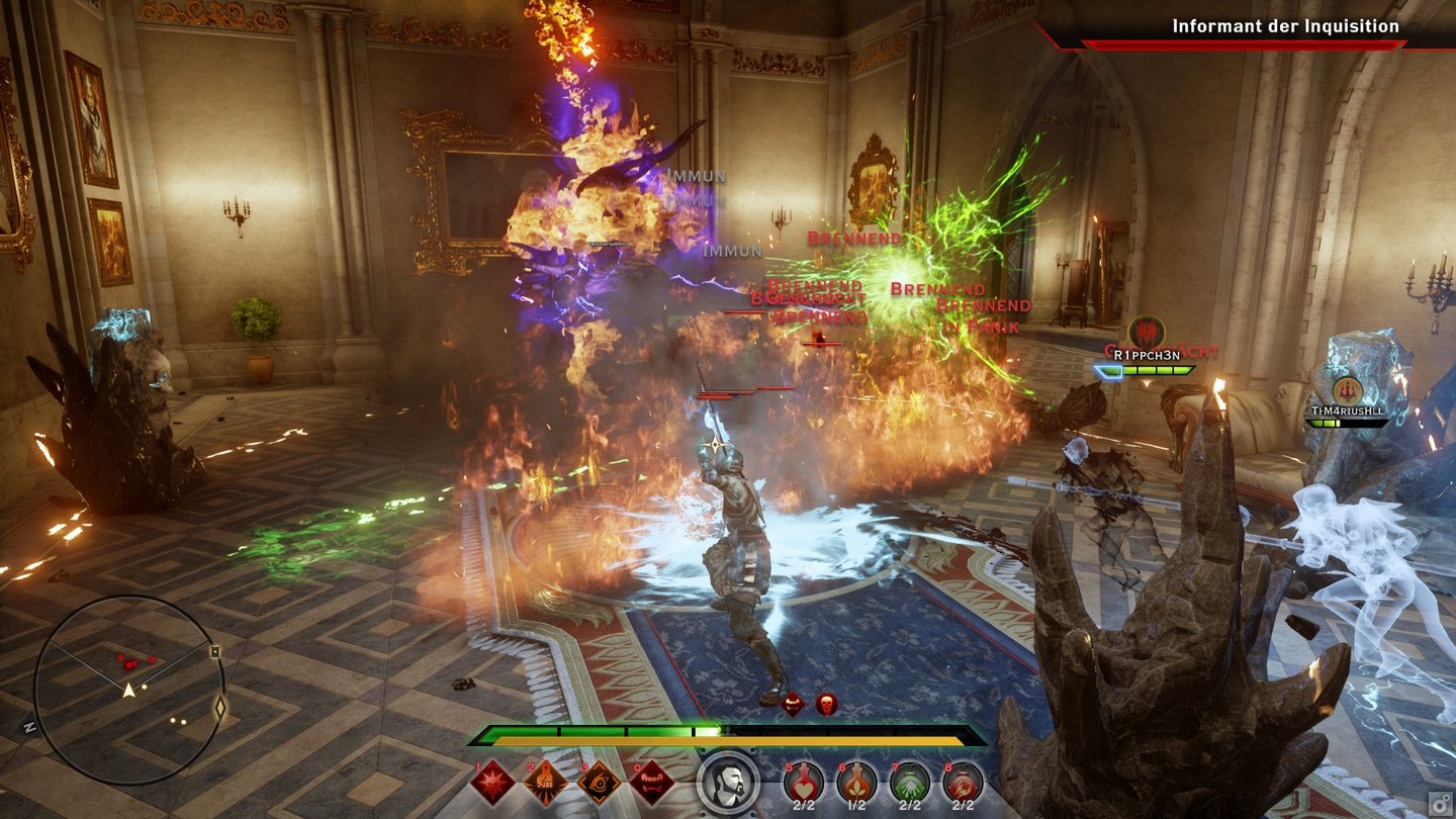Dragon Age: Inquisition - Screenshots aus dem Koop-ModusSo geht Teamwork: Der befreundete Magier saugt die Gegner zusammen, wir kloppen drauf.