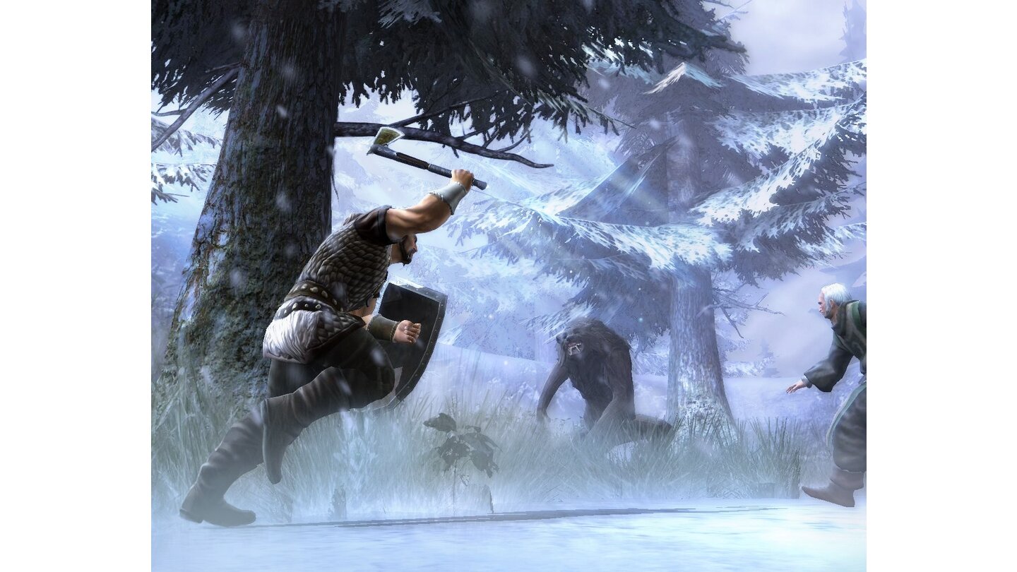 Drakensang: Am Fluss der ZeitEin Teil des Spiels wird in verschiedenen Winterlandschaften spielen. Hier lauern Werwölfe auf den Helden.