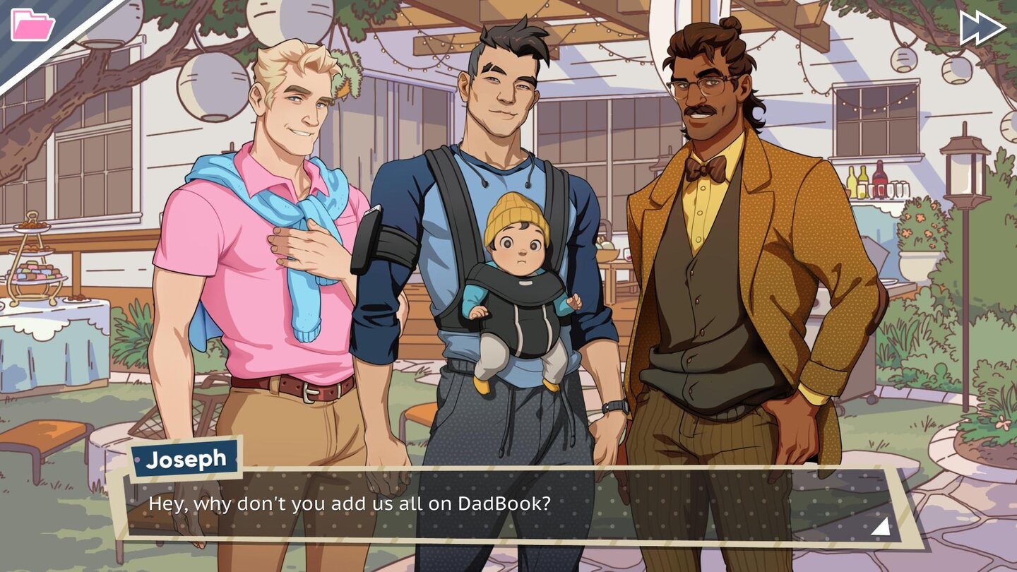 Dream Daddy: A Dad Dating SimulatorEifersuchtsprobleme kennen die Daddys nicht. Es ist ihnen egal, wenn wir gleich alle von ihnen daten.