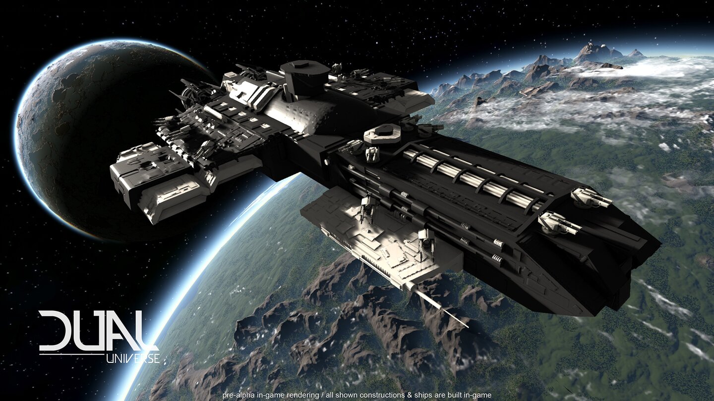 Dual Universe - PreAlpha-Screenshot - Raumschiff im Weltraum