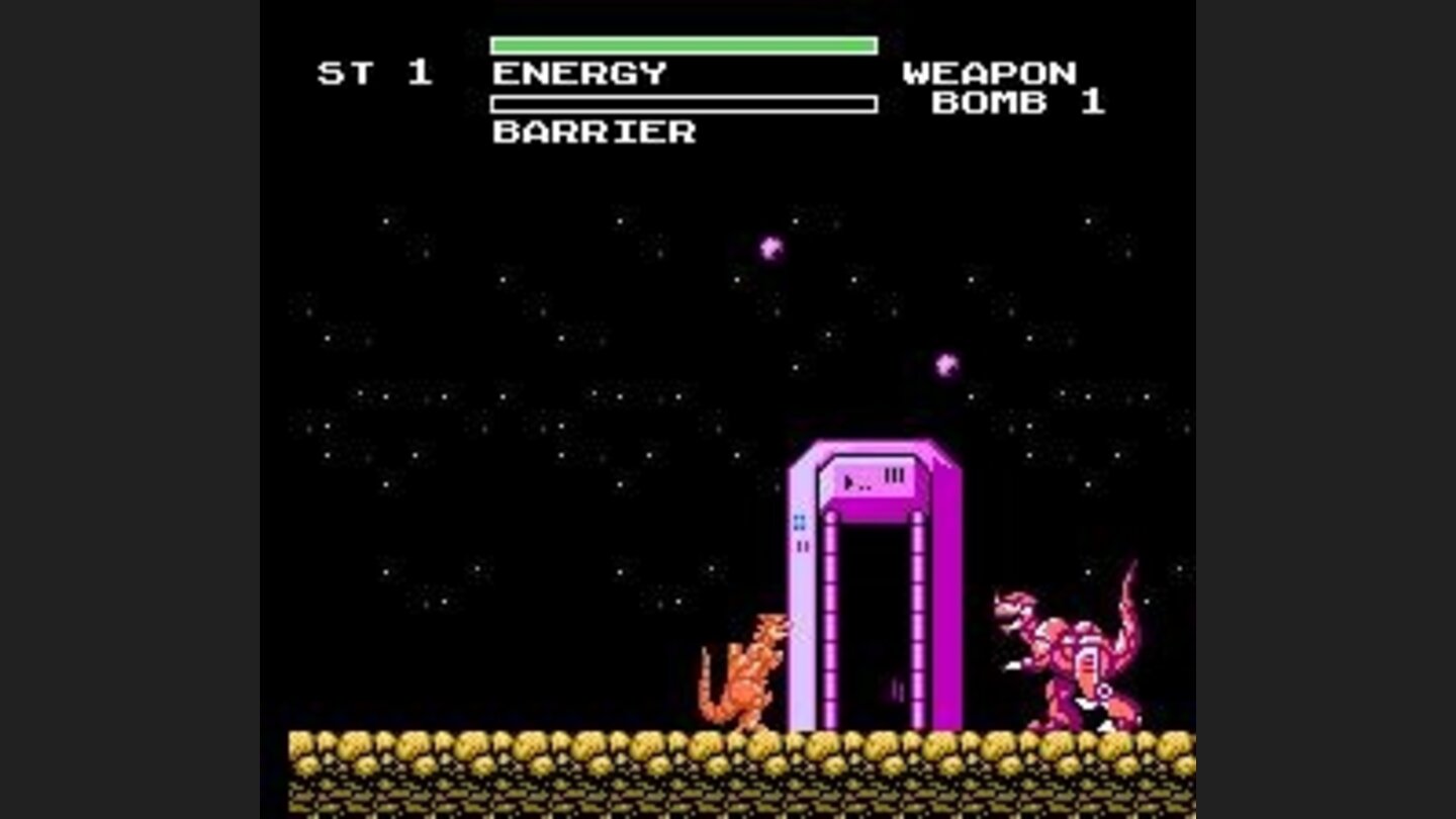 Now weve reached the end of the level 1 and we face a larger dino-boss