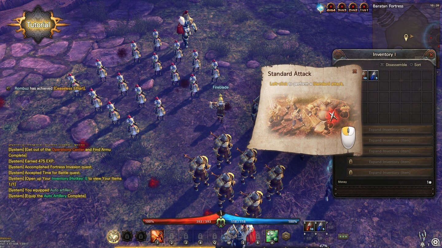 ELOA: Elite Lord of AllianceDie Menüführung nimmt Einsteiger behutsam an die Hand, unter anderem mit Hinweistafeln, Navigationspfeilen und Signalkreisen.