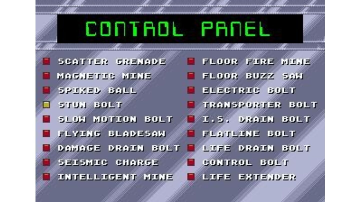 Control panel options