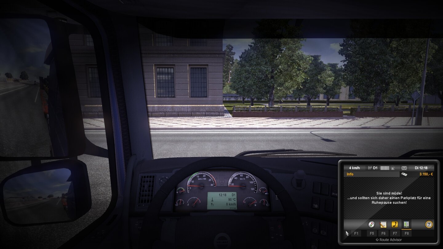 Euro Truck Simulator 2Müdigkeitsanfall, die Augen fallen immer wieder zu. Jetzt ist Rasten angesagt!