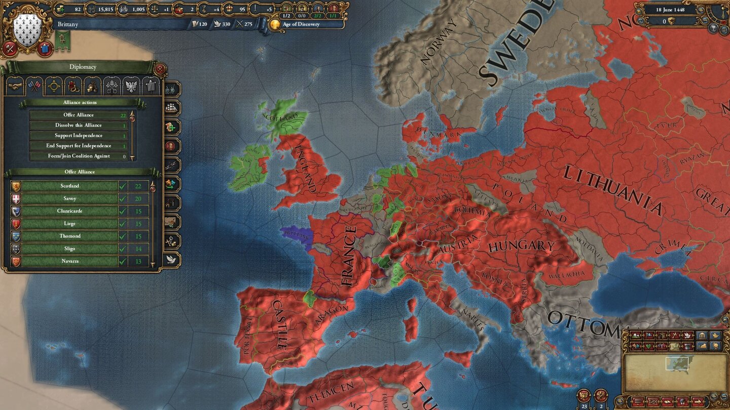 Europa Universalis 4: Mandate of HeavenMit dem neuen Makro-Baukasten für Diplomatie lassen sich Abgesandte automatisieren.