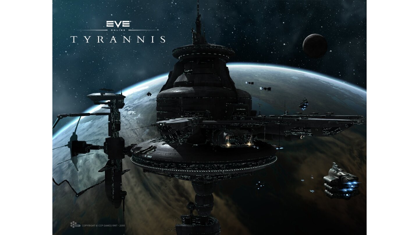 Eve Online: Tyrannis - Release: 26. Mai 2010. Beschreibung: Erstmals können Spieler die Ressourcen der zahlreichen Planeten im Eve-Universum ausbeuten und damit vormals von NPCs verkaufte Güter wie Treibstoff für Raumstationen selbst herstellen.