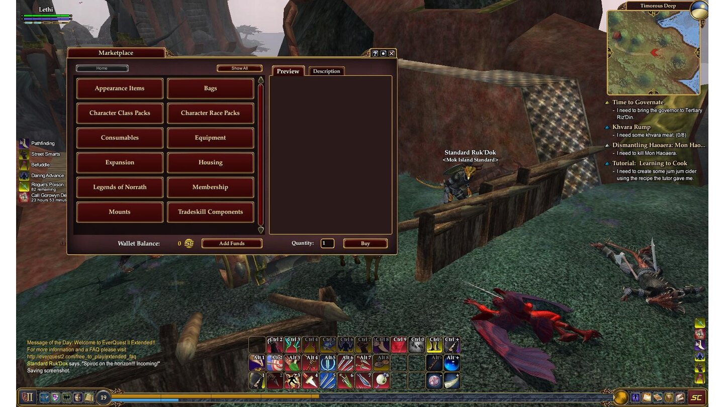 Everquest 2 ExtendedAuf dem Marktplatz von Everquest 2 Extended geben Sie echtes Geld aus.