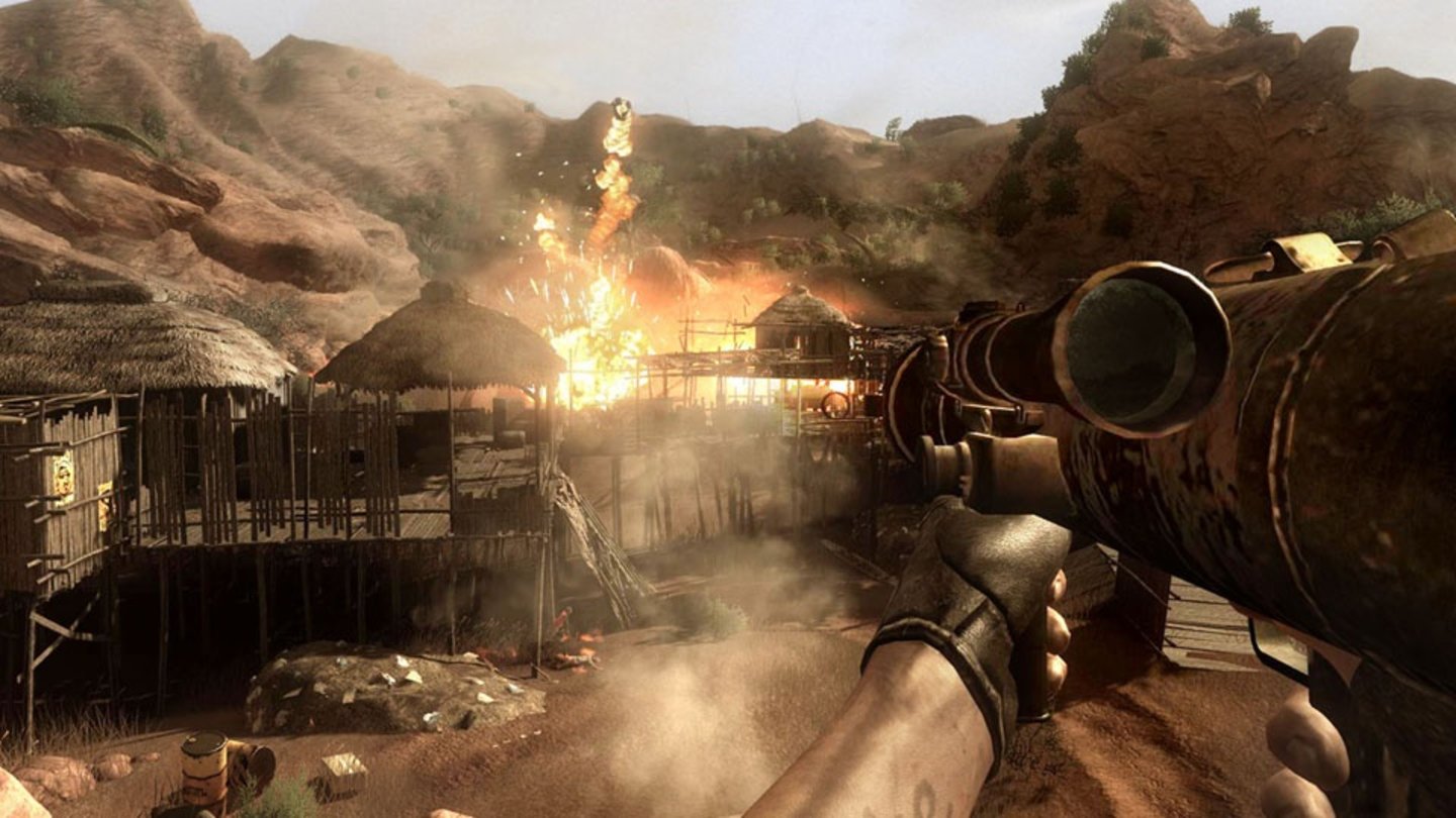  Far Cry 2 (2008)Far Cry 2 erscheint 2008 für den PC, die Playstation 3 und die Xbox 360 und schickt den Spieler nach Afrika, wo er einen Waffenhändler ausschalten soll und dabei mitten in einen Bürgerkrieg gerät. Far Cry 2 beinhaltet viele innovative Elemente wie KI-Begleiter mit eigenen Persönlichkeiten, Quests für die verschiedenen Parteien der offenen Spielwelt und sich realistisch ausbreitendes Feuer. Sich ständig wiederholende Handlungsabläufe, lange Umwege und die wenig belebte Umgebung sind die Schattenseiten des Spiels . In den verschiedenen Varianten des Mehrspieler-Modus verdienen wir Erfahrungspunkte, mit denen wir uns auf bestimmte Waffenarten spezialisieren können.