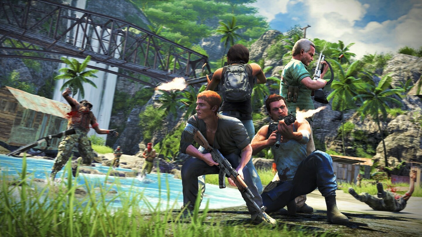 Far Cry 3Die Gruppe ist ähnlich bunt zusammengewürfelt wie in der Left 4 Dead-Reihe.