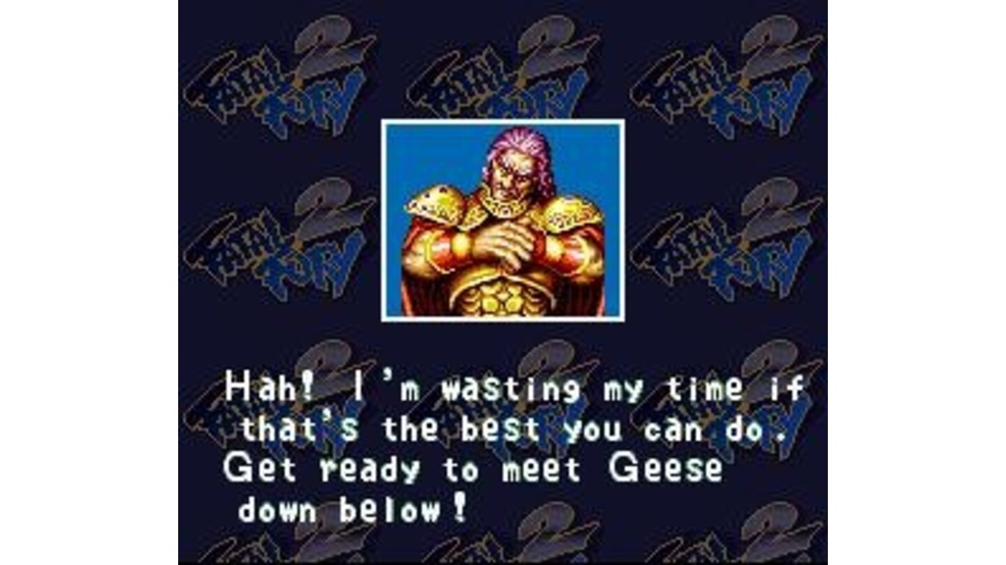 Wolfgang Krauser with a reference to Geese Howard, the end boss of the first Fatal Fury game