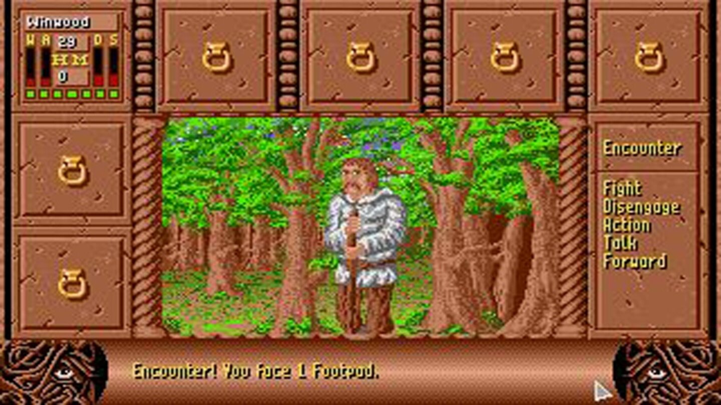 Fate: Gates of Dawn (1991) Fate: Gates of Dawn vom Hannoveraner Spieleentwickler reLINE, das 1991 für Amiga und Atari erschien, lässt den Helden Winwood in seiner eigenen Traumwelt gegen Magier und Monster kämpfen. In der First-Person-Ansicht bereist der Spieler die Welt zusammen mit bis zu 28 Begleitern, die in mehrere Kampfgruppen aufgeteilt werden. Tag- und Nachtwechsel, sowie ein Wettersystem, das sich tatsächlich auf die Welt auswirkt, heben das Spiel gegenüber ähnlichen Titeln hervor.