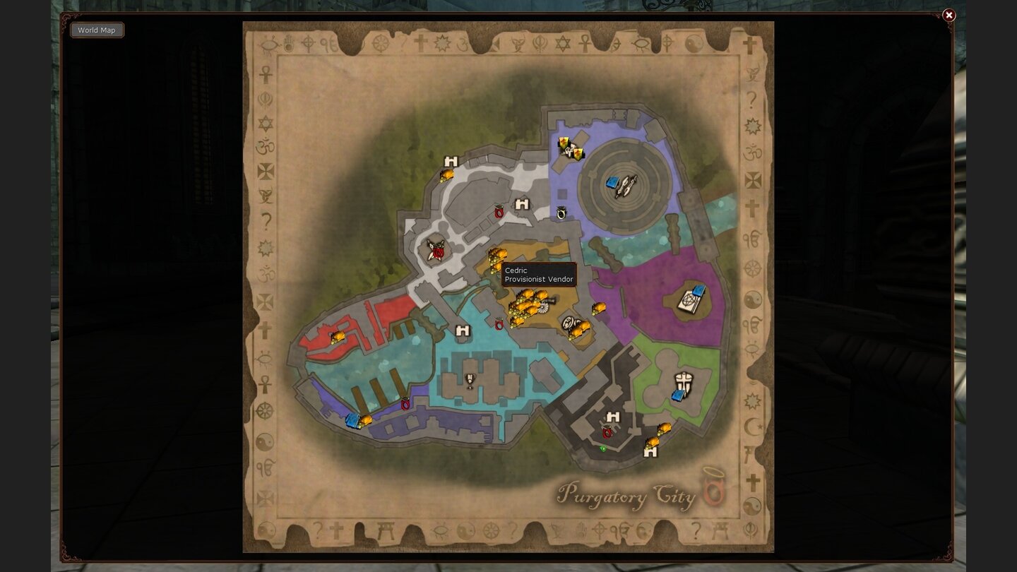 Faxion OnlineDer Stadtplan ist wichtig, denn die Questbeschreibungen sind bei Ortsangaben gern mal vage.